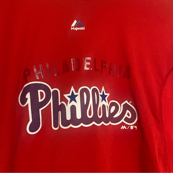 Majestic Mens XL Red Philadelphia Phillies Teeshirt - Picture 2 of 5